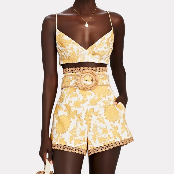 Zimmermann postcard yellow floral high shorts w or wo belt